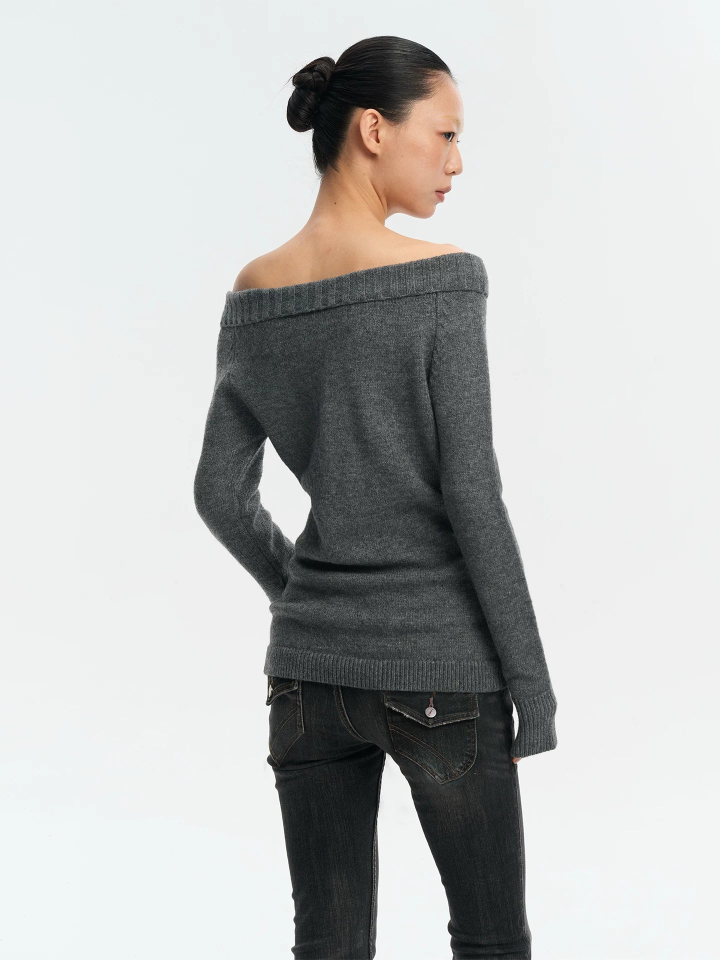 LINY LIBERTY Vintage One-word Shoulder Sweater