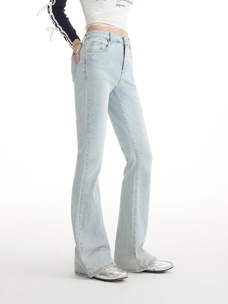 UNIFREE Slightly Pulled Low-rise Slim-fit Fashion Jeans