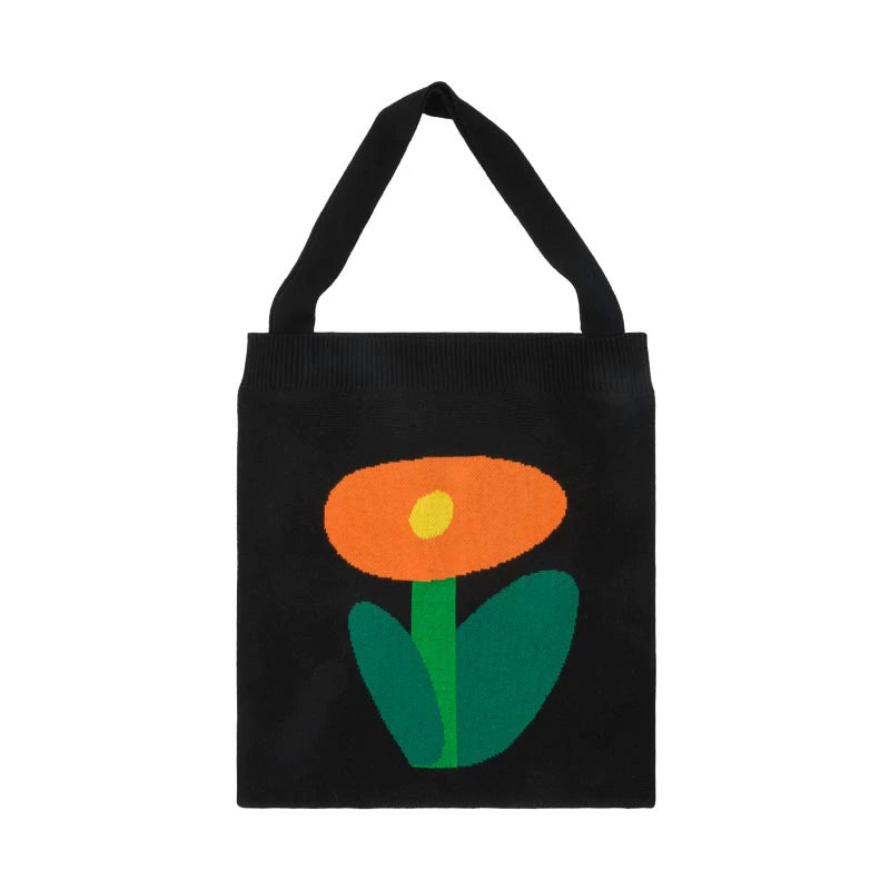 MoodLikeMe Small Flower Knitted Tote Bag