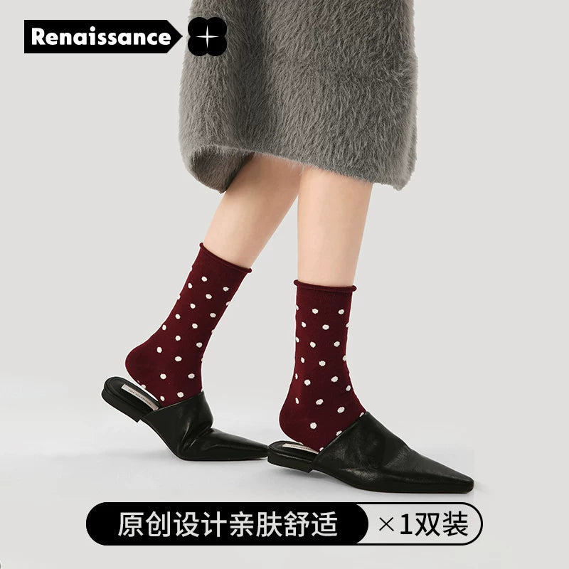 Renaissance high-end Ankola red miu wind bow socks