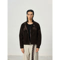 BTSG Vintage Embroidered Suede Stand-Up Jacket
