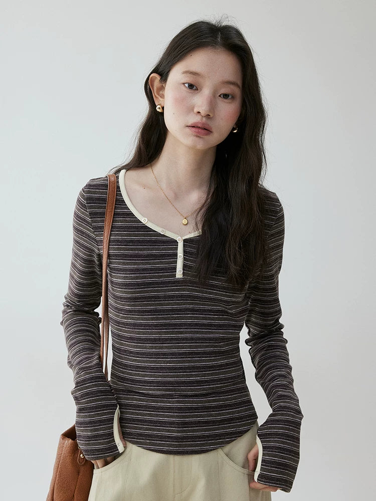 VOOE Contrast Striped Slim Tee