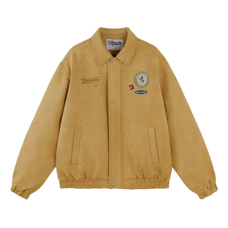 MATCHA STORY Embroidered Badge Vintage Tooling Jacket