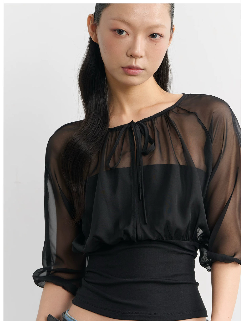 LINY LIBERTY Fake Two Pieces Loose Waist Tee