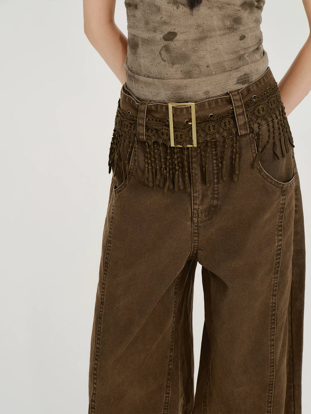Girlyhalo Vintage Wide-leg Slacks