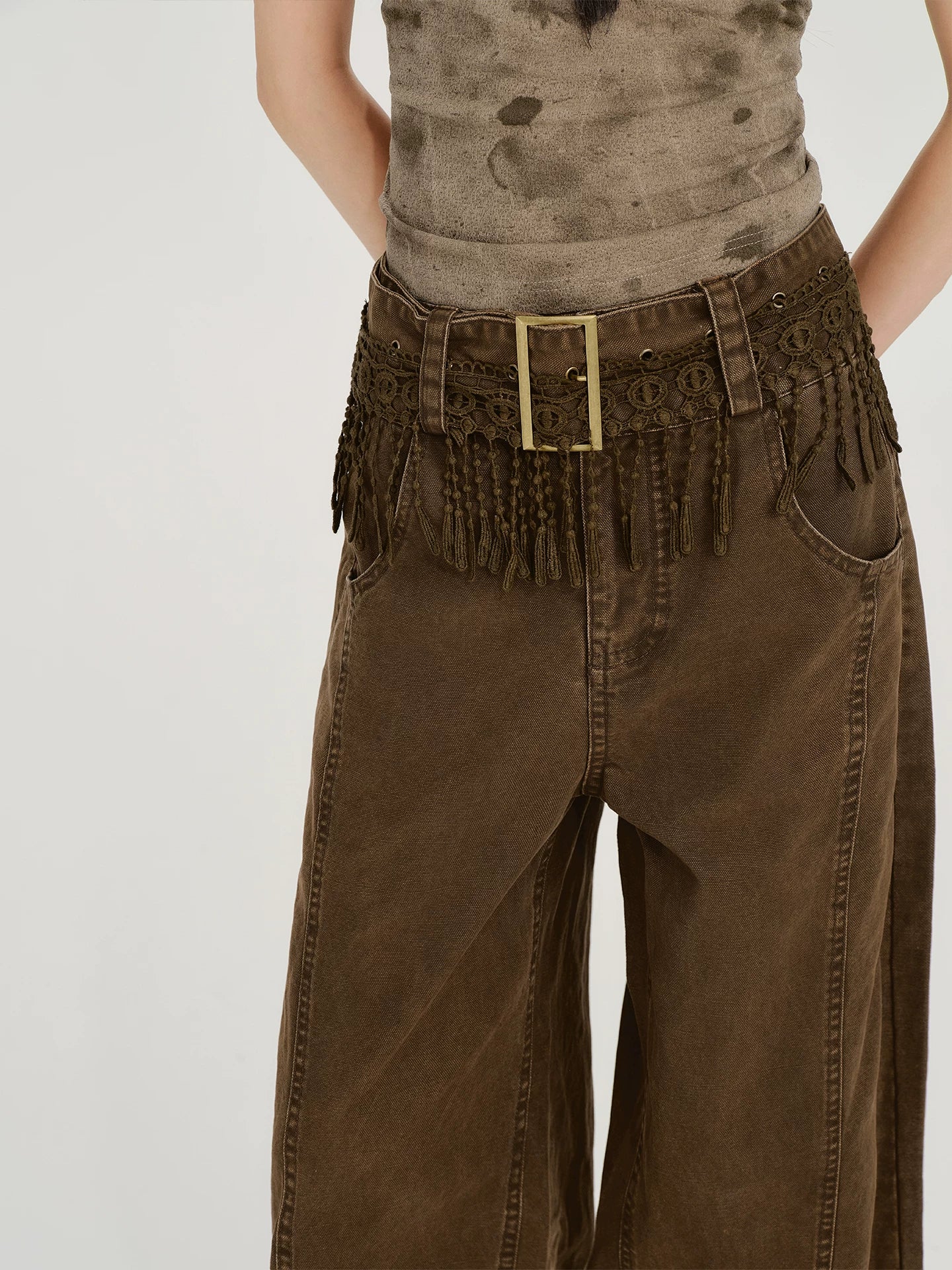 Girlyhalo Vintage Wide-leg Slacks