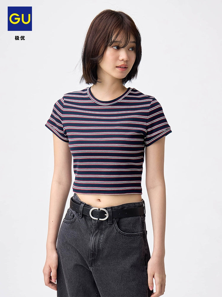 GU Ribbed Stripe Slim Short Tee