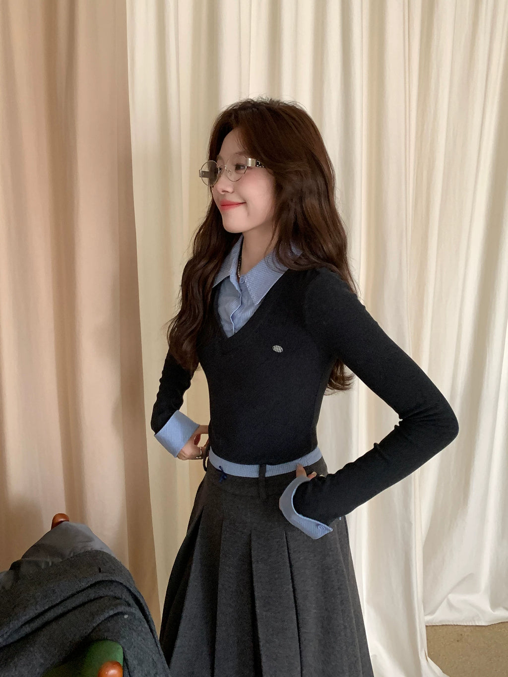 Even Academy Delicate Fake Two Knitted Sweater