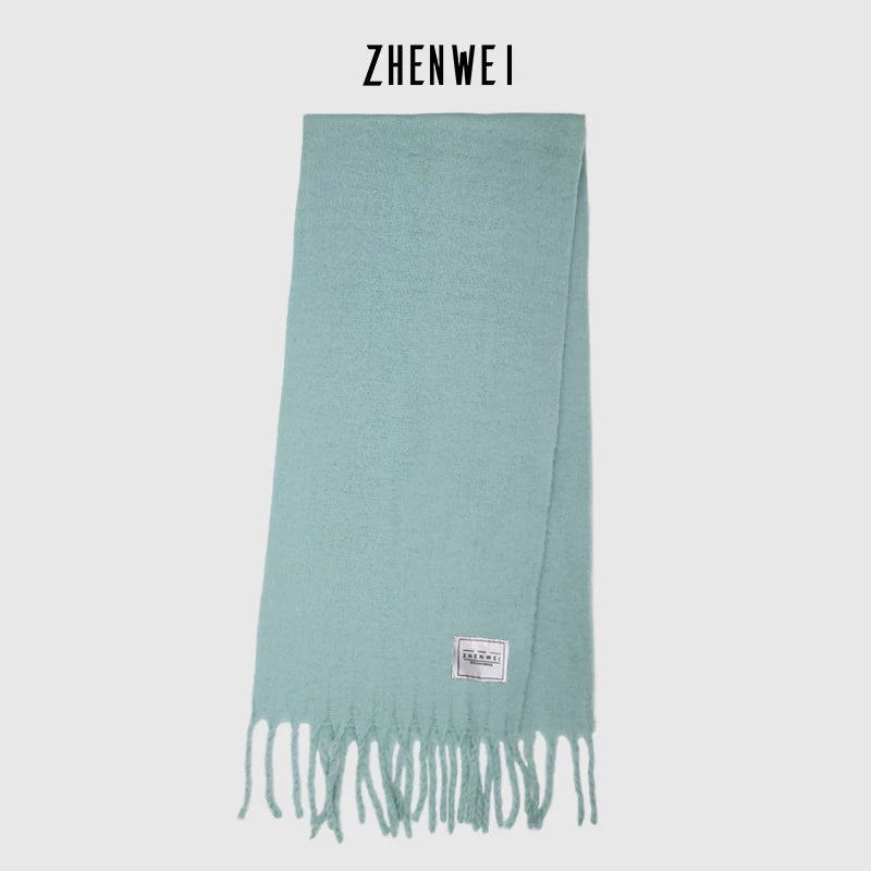 ZHENWEI Mohair Fringed Thick Big Scarf Shawl