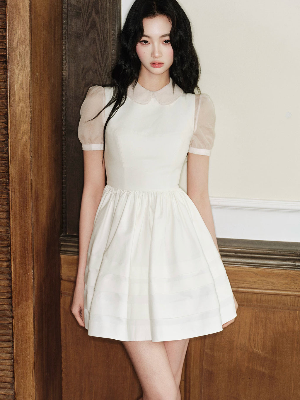 Avenement Crew Neck Temperament Waist Thin Dress