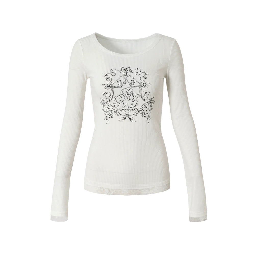 RPB BRAND Vintage Lace Slim-Fit U-Neck Bottom Shirt