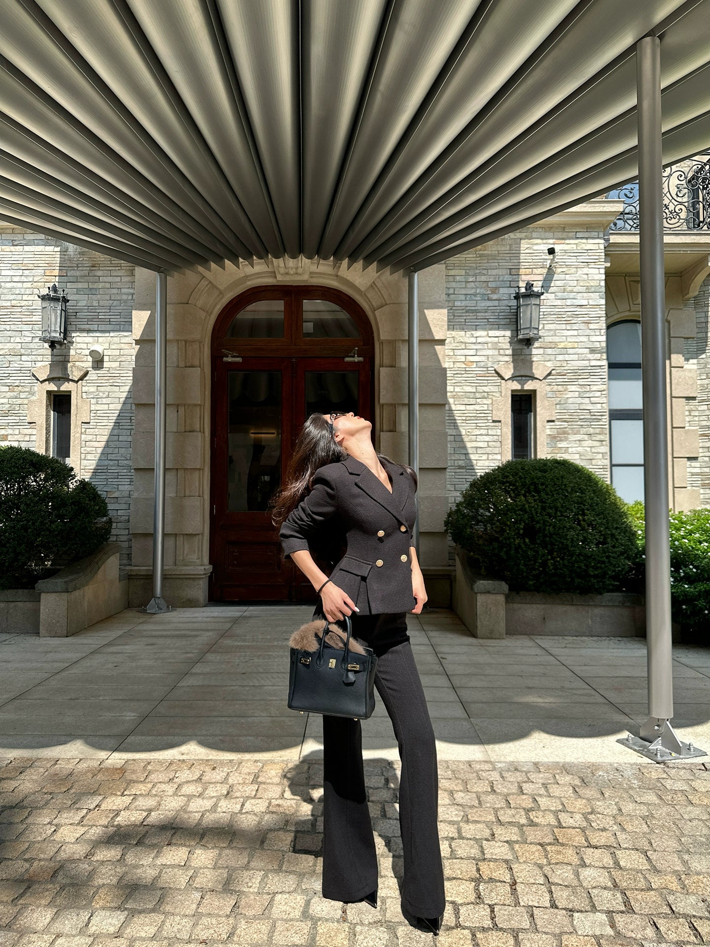 LLROGE Suit Double-breasted Short Woolen Jacket Set