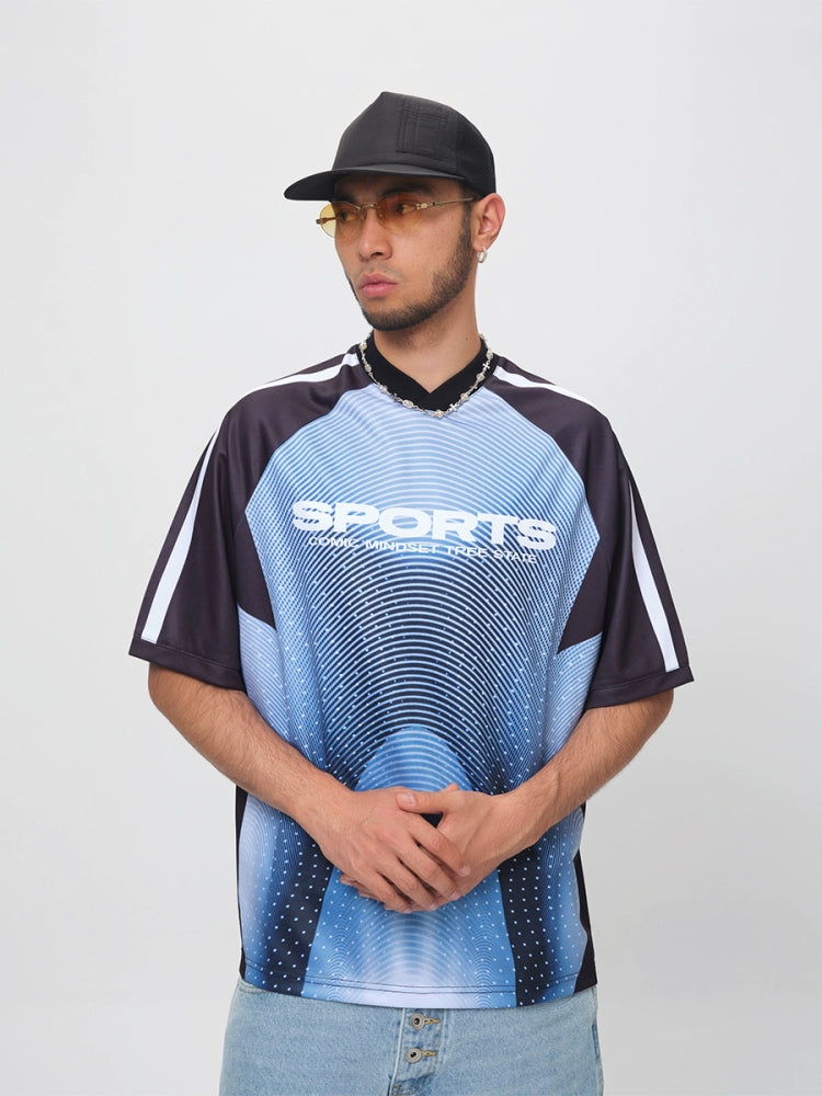 ComicTree Polka Dot Gradual Change V-neck Sports Jersey