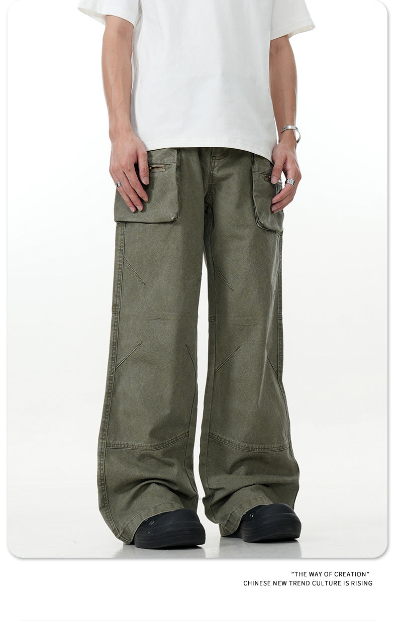 11KN Micro-pull Tooling Retro Straight Casual Pants