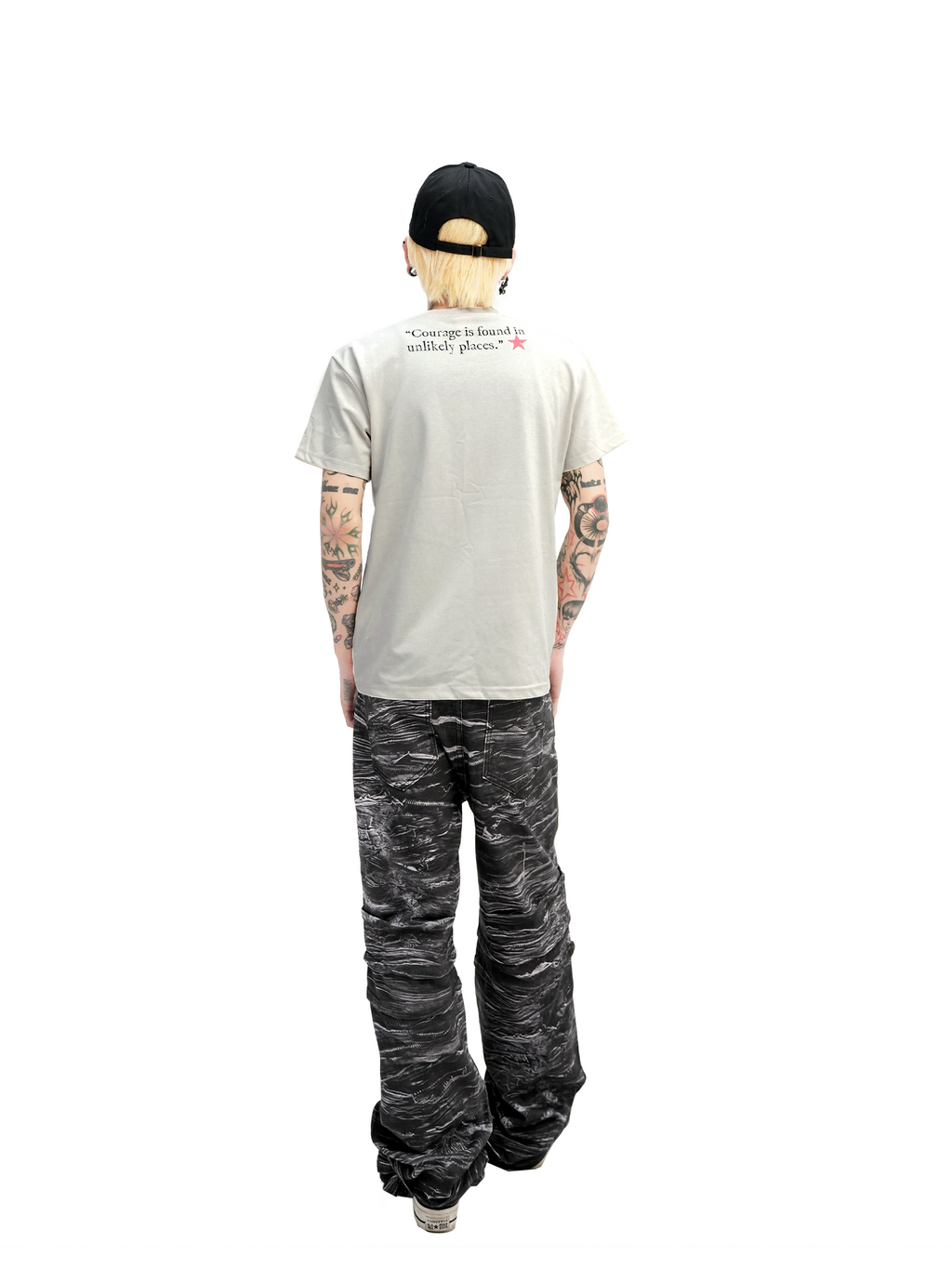 DETW Light Asian Punk Print Slogan Tee