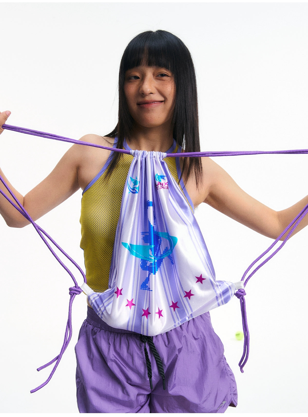 NewJNXS Crystal Forged Sports Stripe Drawstring Bag