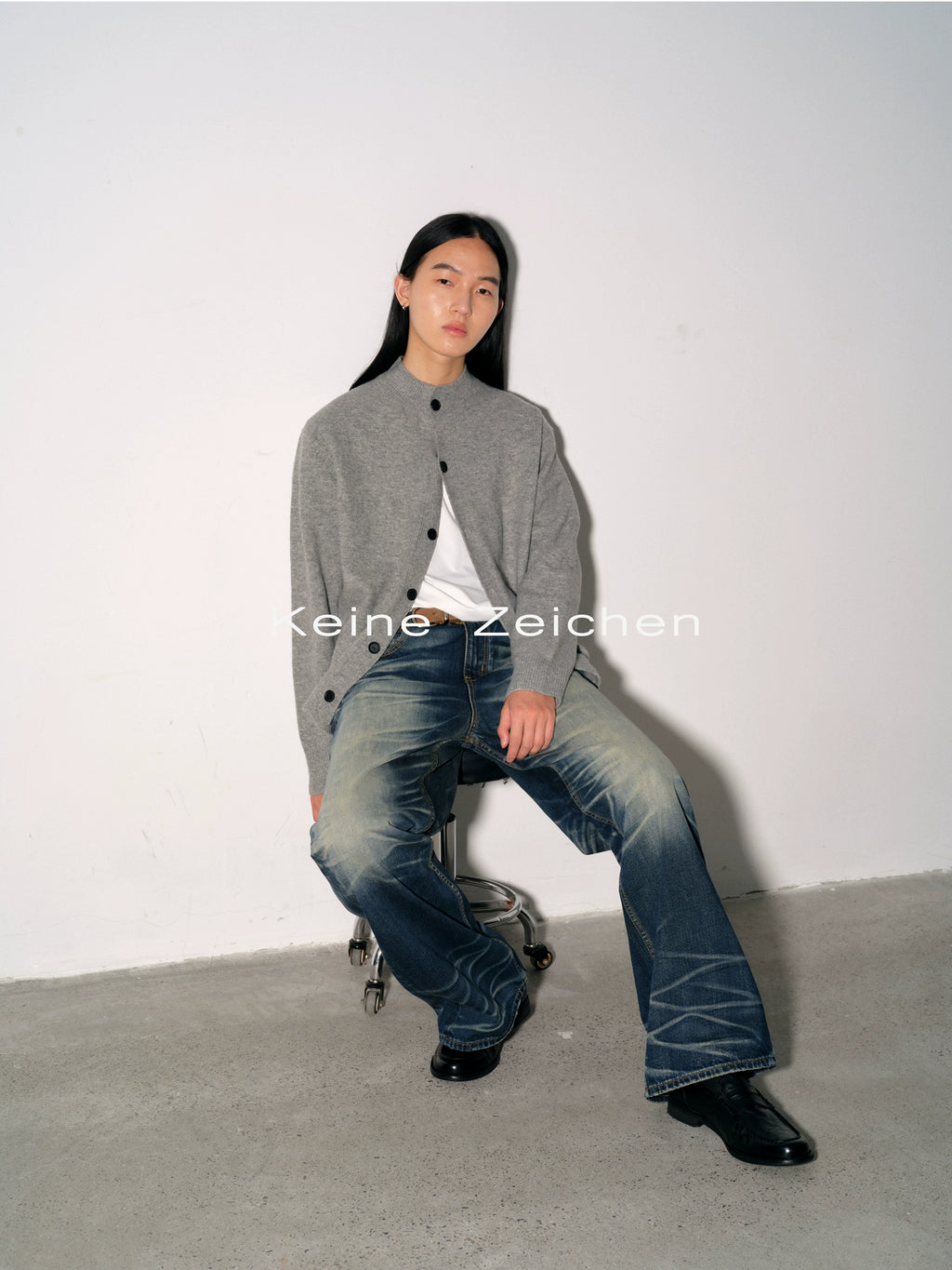 NO LOGO Loose Straight Progressive Blue Retro Jeans