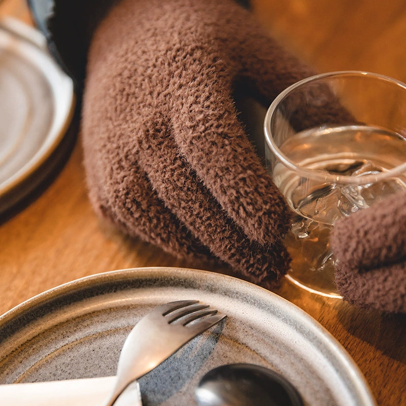 Maden Vintage Gold Mink Knitted Full Finger Gloves