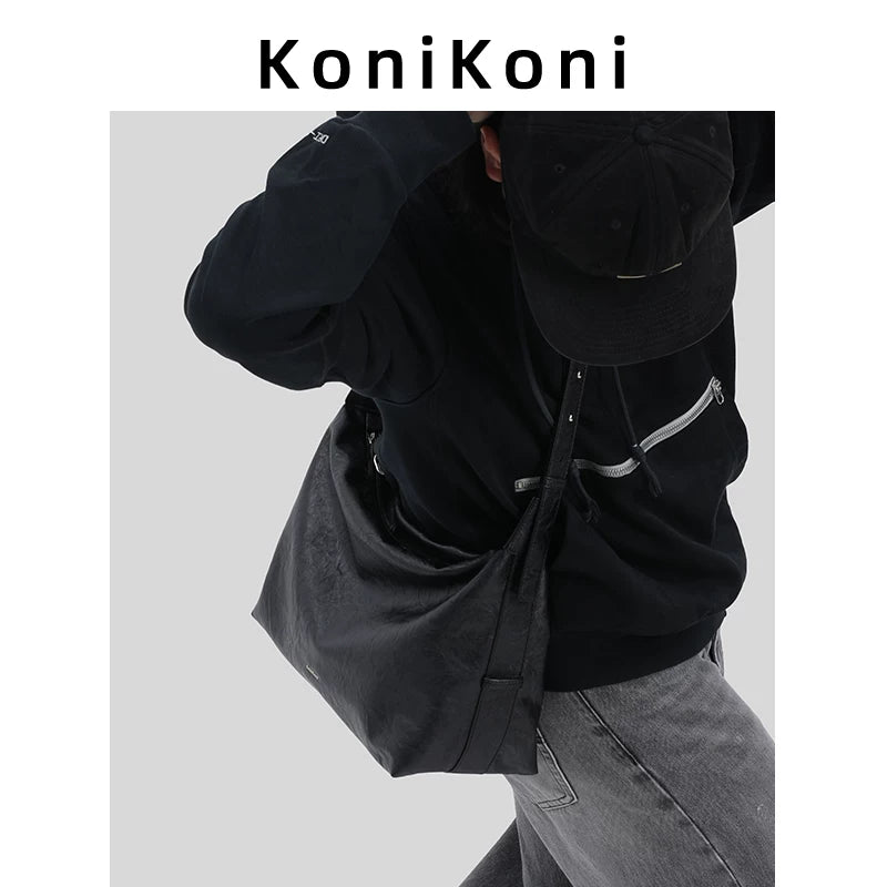 KoniKoni Leather Crossbody Tote Bag