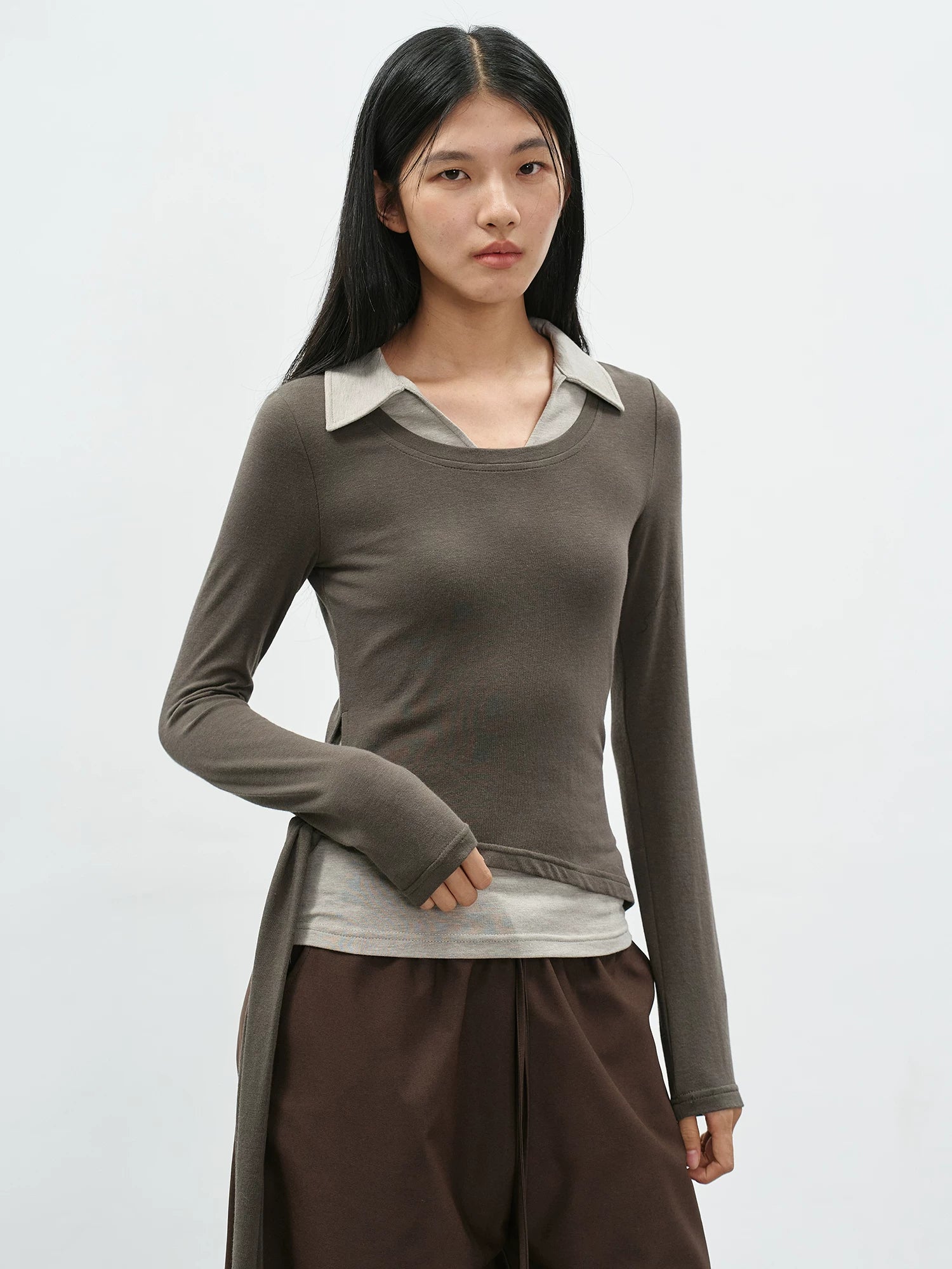 EIGHTHMONTH Fake Two-piece Lapel Slim Long Sleeve