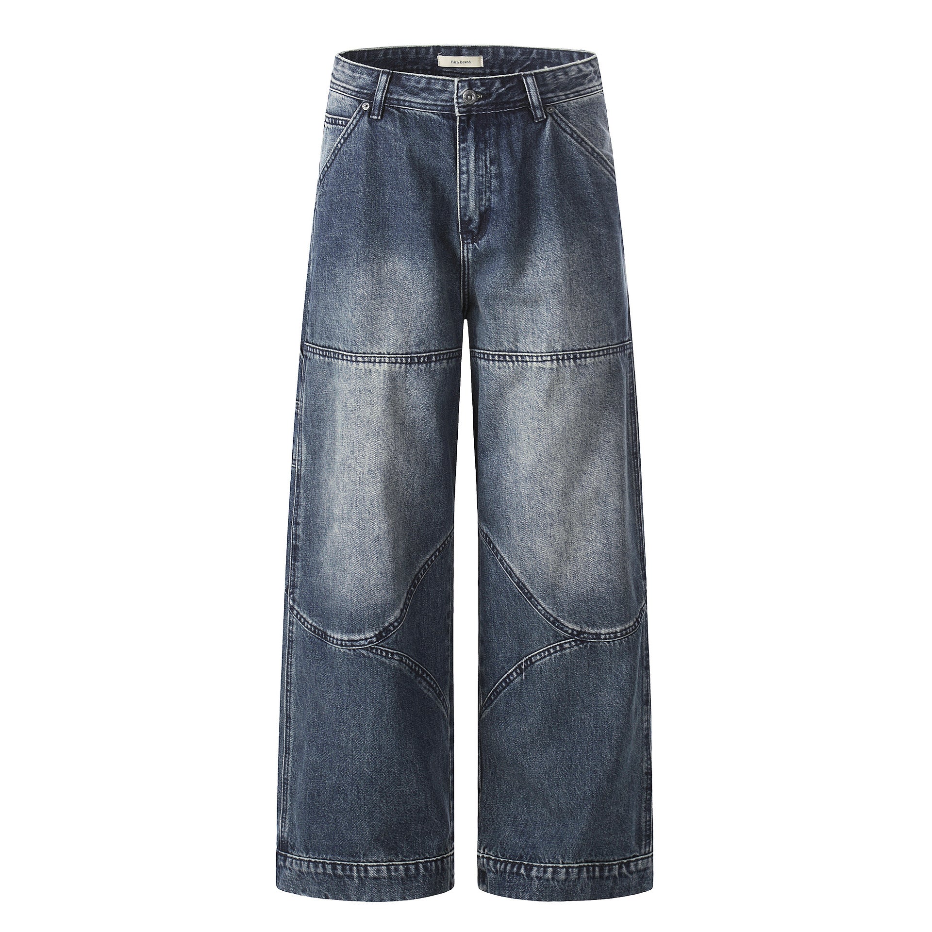 11KN Retro Loose Deconstruction Splicing Straight Jeans