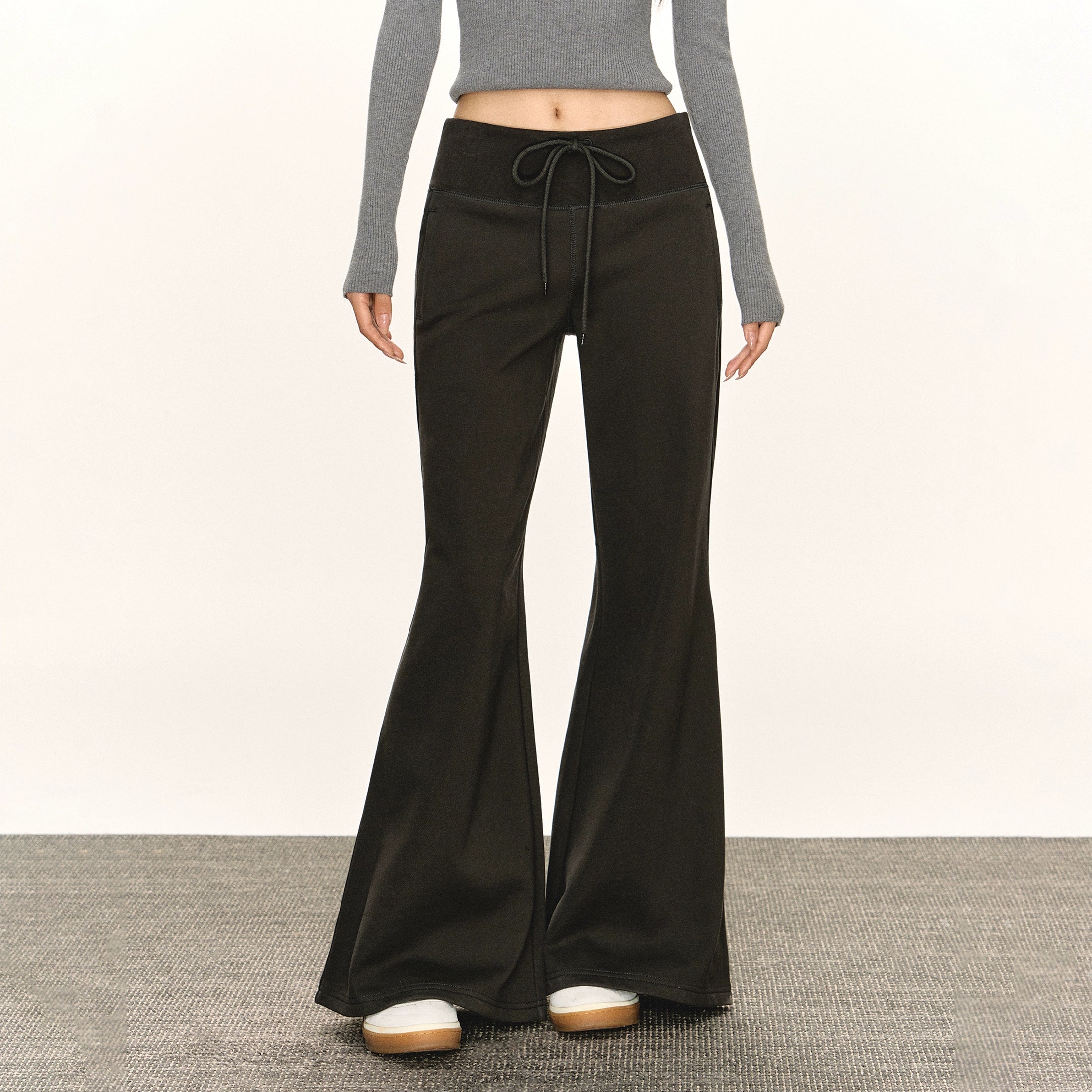 Ariseism Vintage Wide Waist Wide Leg Flared Casual Pants