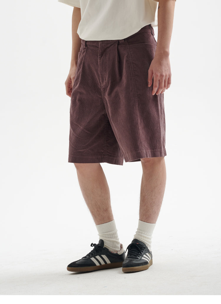 BUTTBILL 25SS Japanese retro 11-pit non-elastic corduroy Shorts