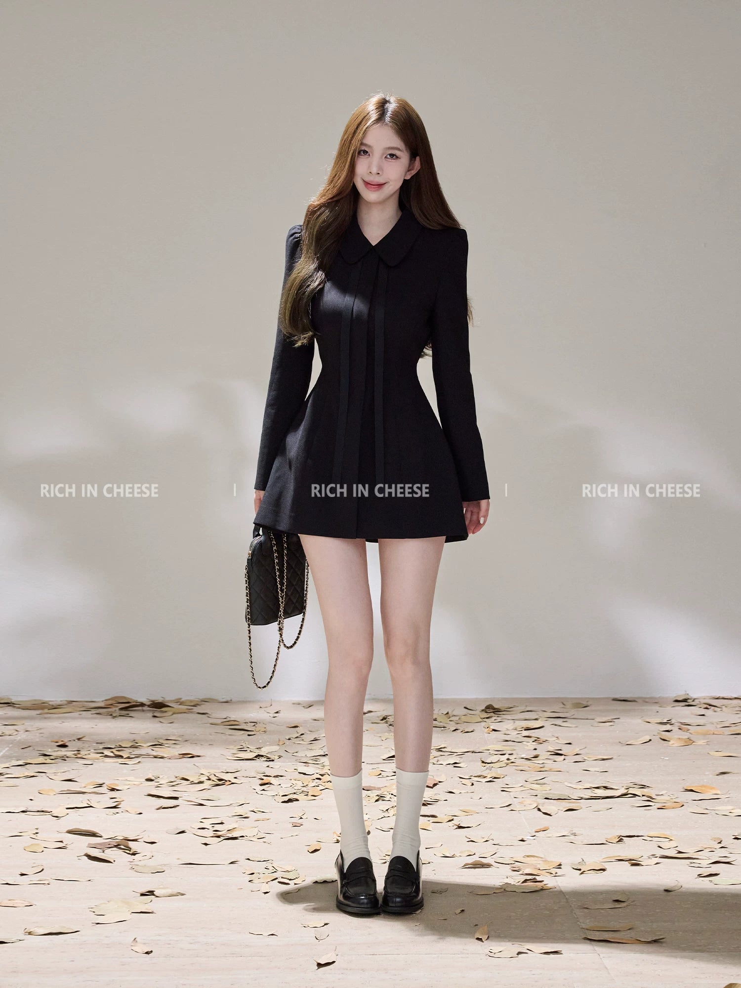RICH IN CHEESE Waist and Thin Temperament Dress