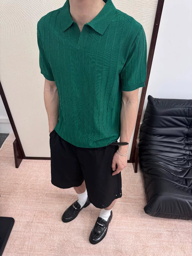 TERRAINCOGNITA Knitted Short and Wide POLO Shirt
