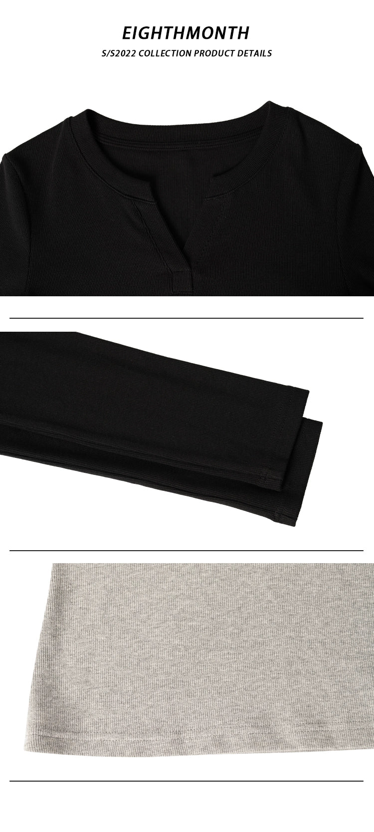 EMv Neck Knitted Bottom Long Sleeve