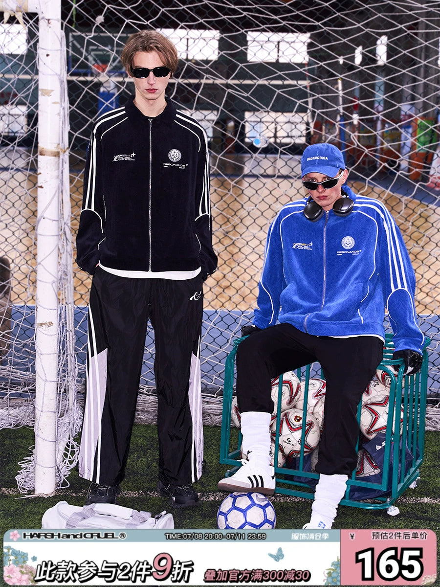 Harshandcruel Contrast Stripe Lapel Corduroy Jacket