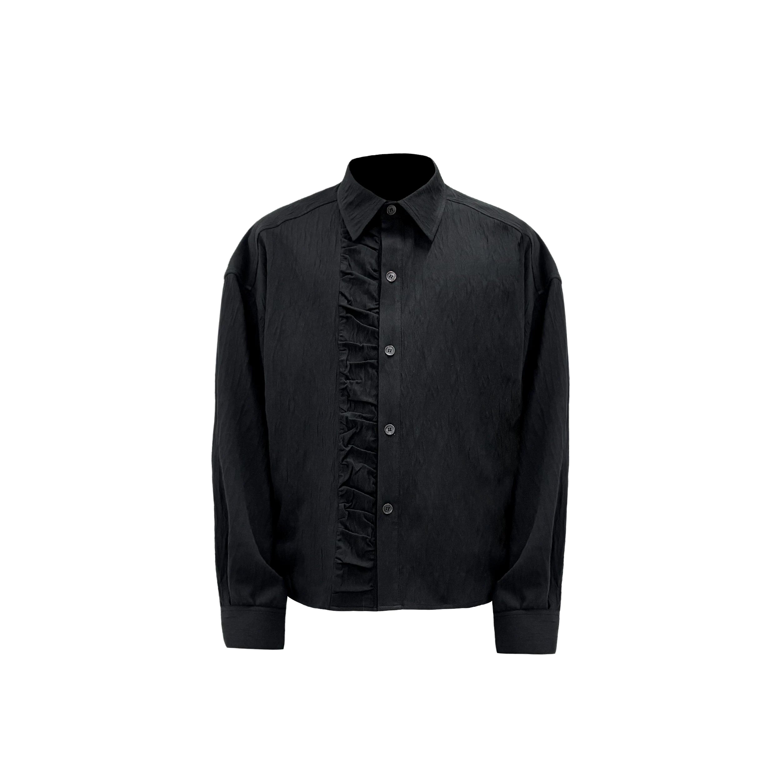 SOUTHFISH Pleated Texture Loose-fitting Long-sleeved Shirt