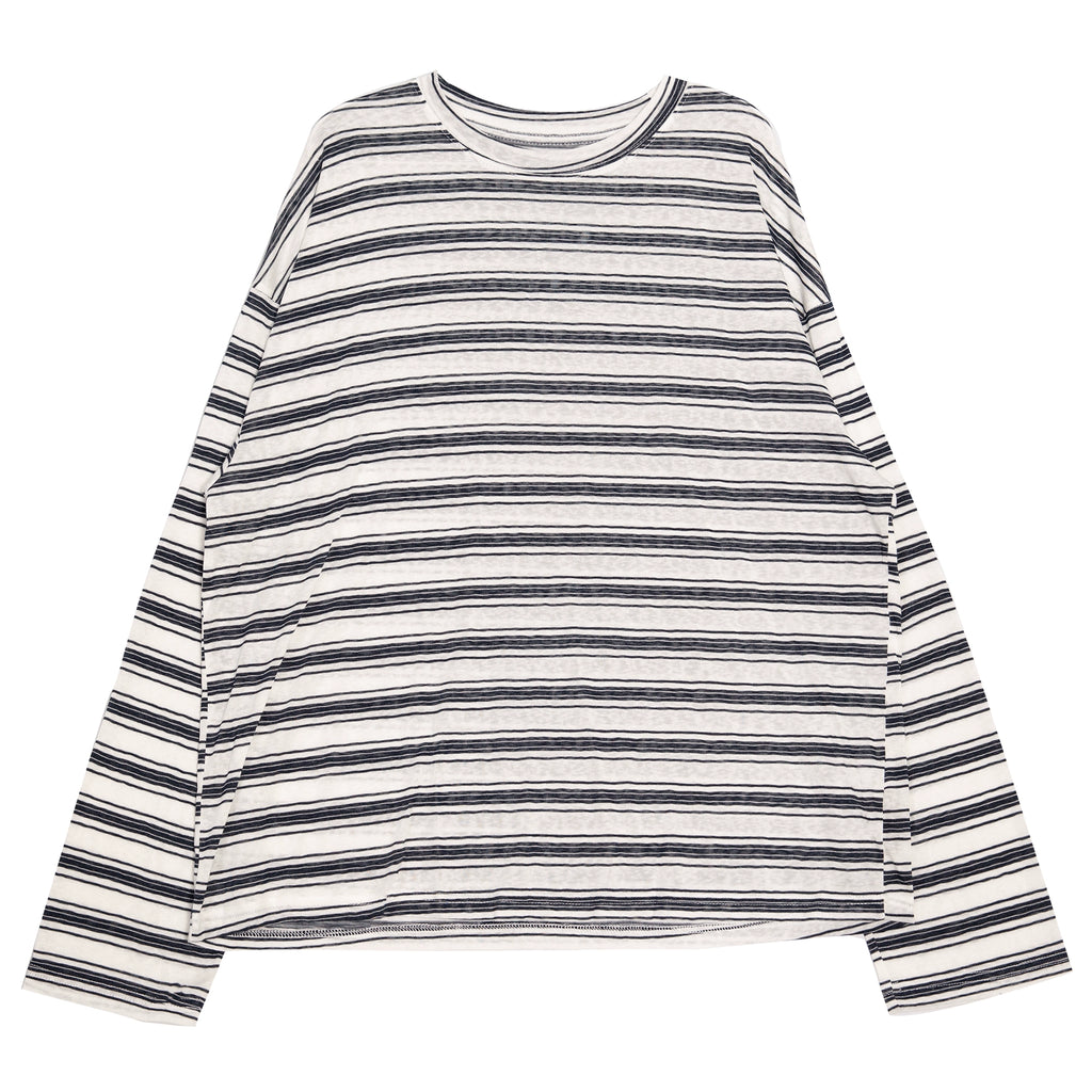RHOMEHOUSE Lazy Loose Drape Striped Long Sleeve