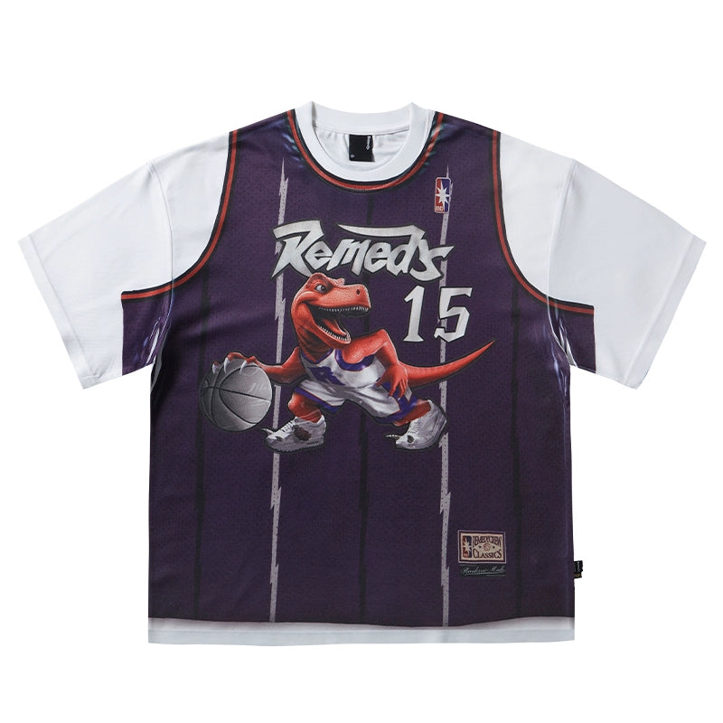 Remedy Raptors Carter Digital Printing Fake Two-piece Short Sleeve Tee