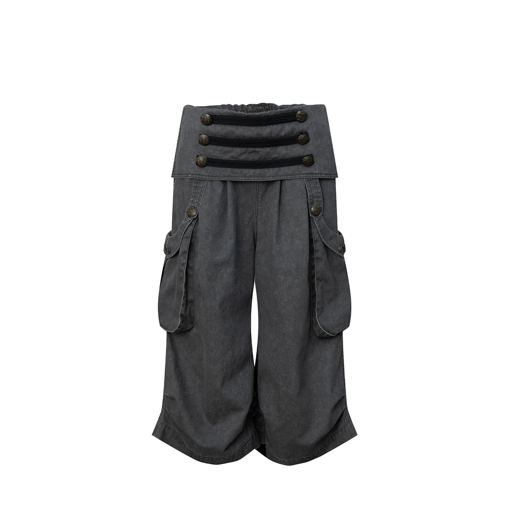 DoublePunch Low Waist Loose Seven-Point Overalls