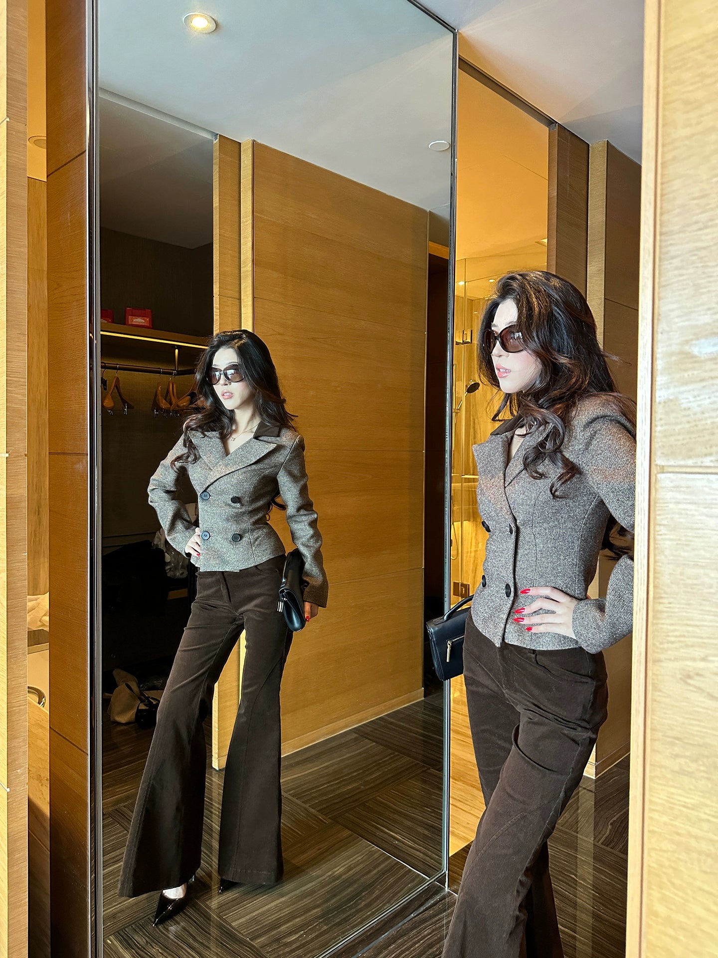 LLROGE Temperament Versatile Slim Fit Contrasting Color Blazer