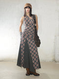 2th Desire Vintage Checkered Neck Dress