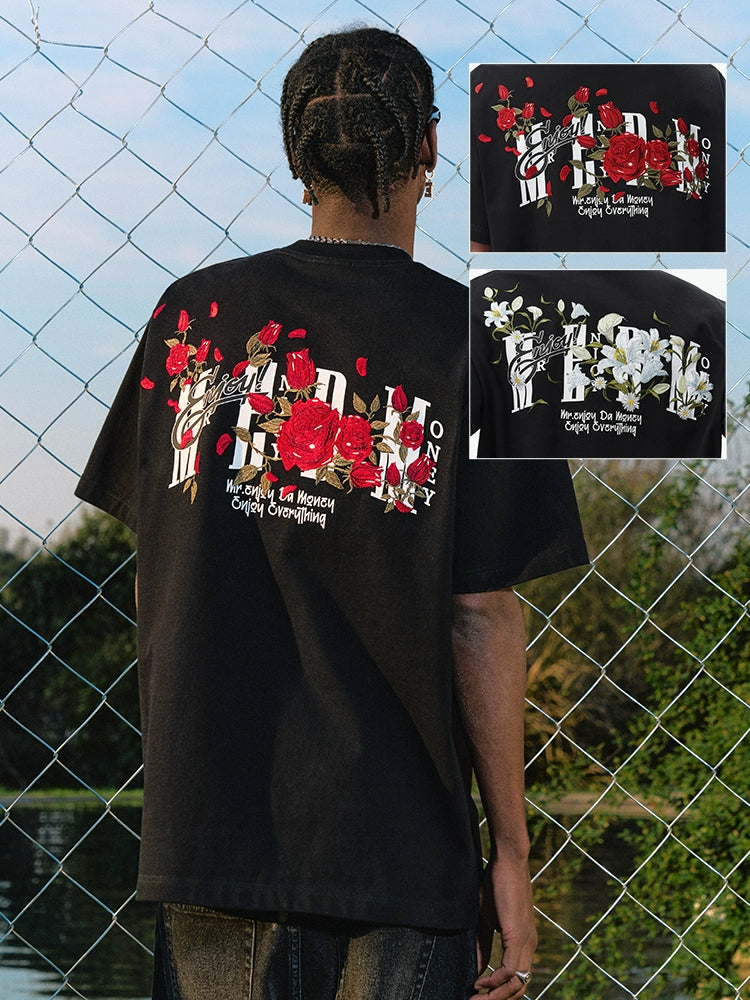 MEDM Rose Embroidery Casual Tee