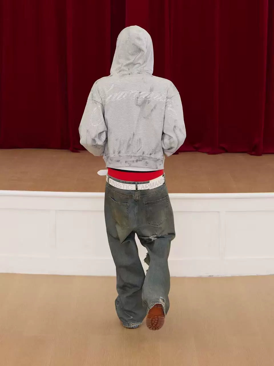 KARMANISTIC Vintage Loose Hot Diamond Zip Hooded Sweater