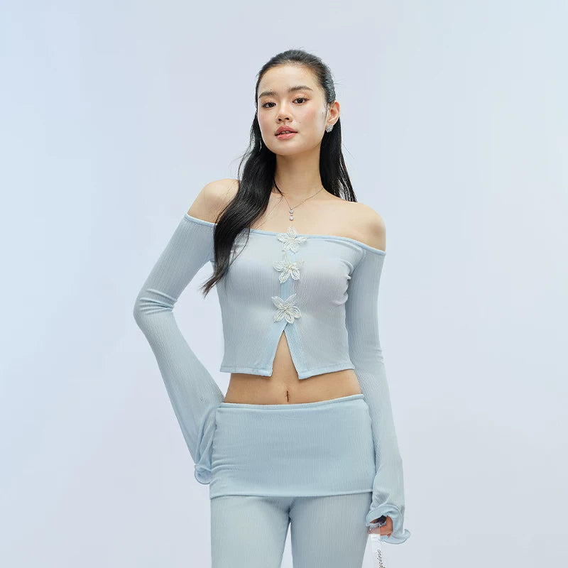 J TheChosen Ruffle-trimmed Top and Wide-leg Pants Set