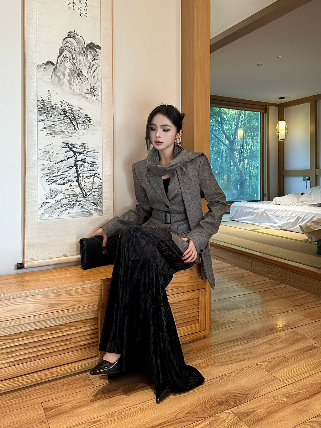 CHUYUQI Skinny Premium Cape Shawl Blazer
