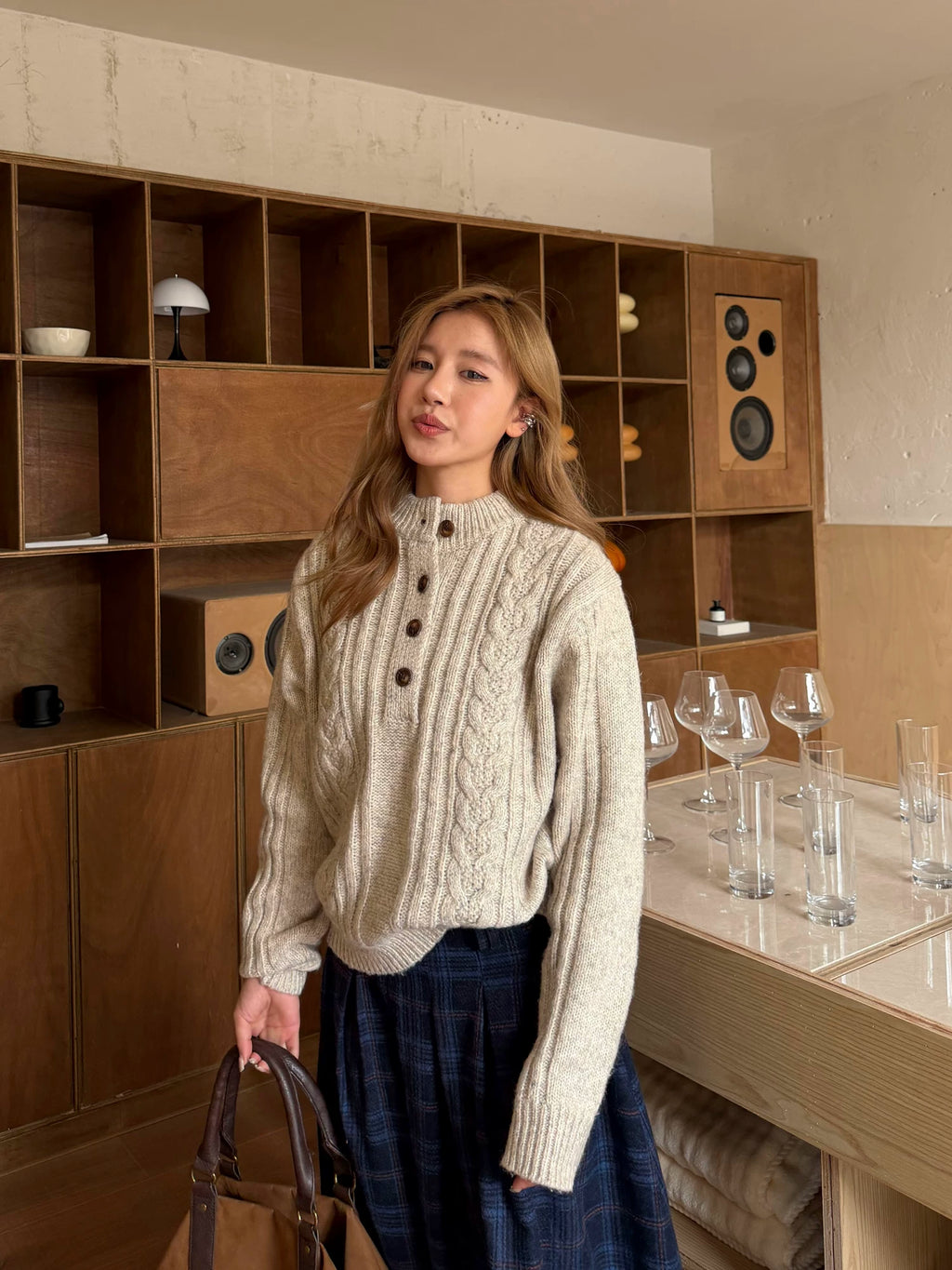 CCYE Twist Henry Collar Lazy Sweater