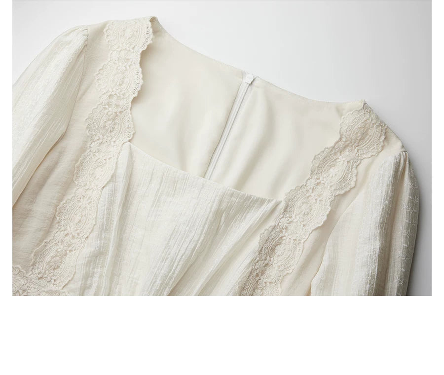 INDULG Lace Waist Square Neck Dress
