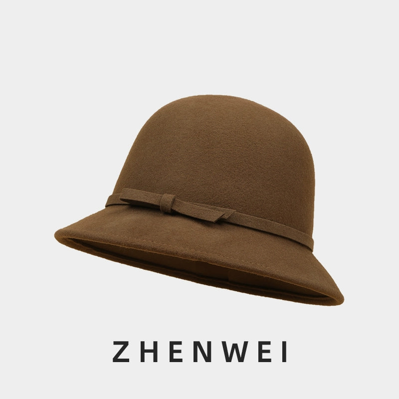ZHENWEI Big Head Circumference Flat Top Woolen Pot Hat