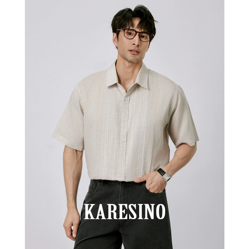 KARESINO Breathable Contrast Casual Short Sleeve Shirt