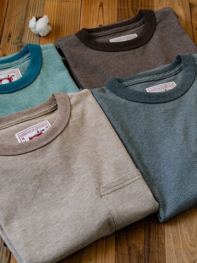 PrintAce Pinstriped Retro Crew Neck Casual Tee