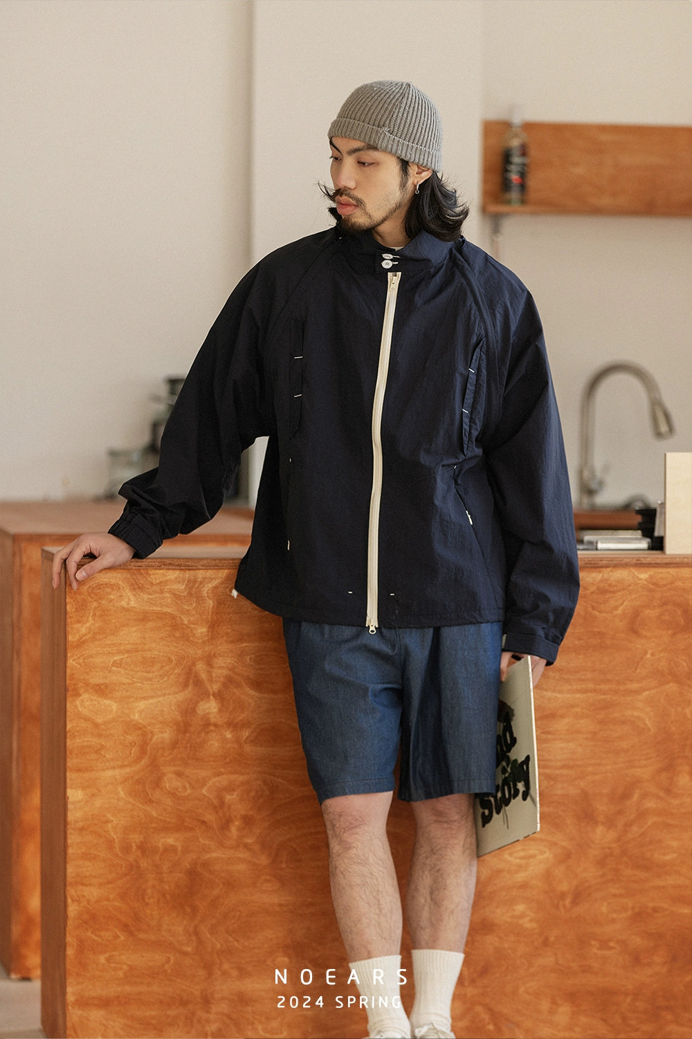 NOEARS Japanese Retro Loose Stand-up Jacket
