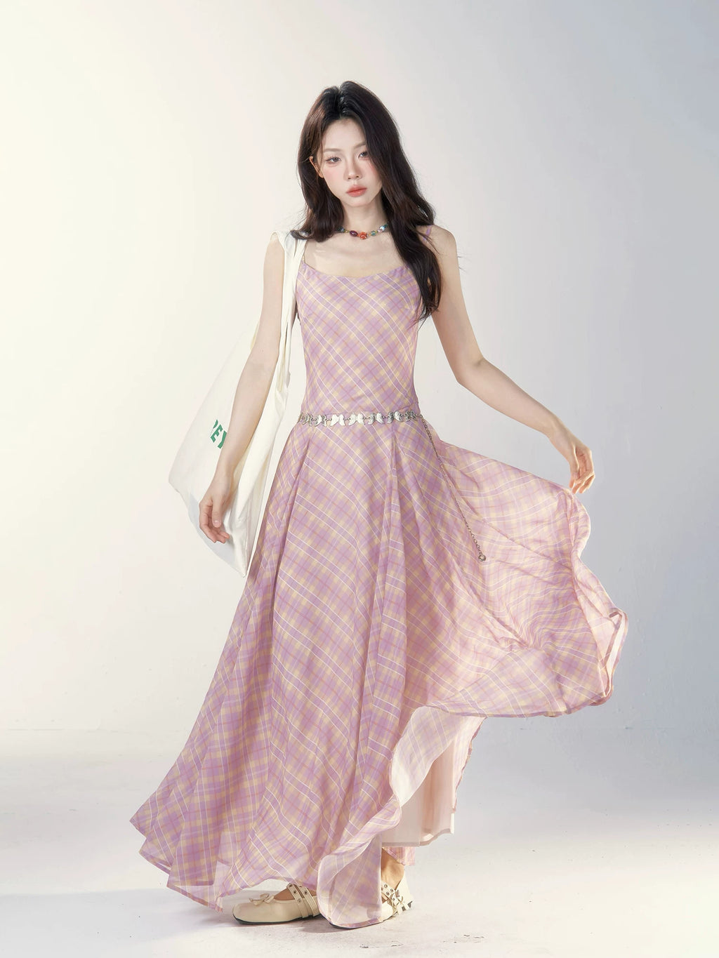 Wildberry Red Plaid Waist Suspender Dress
