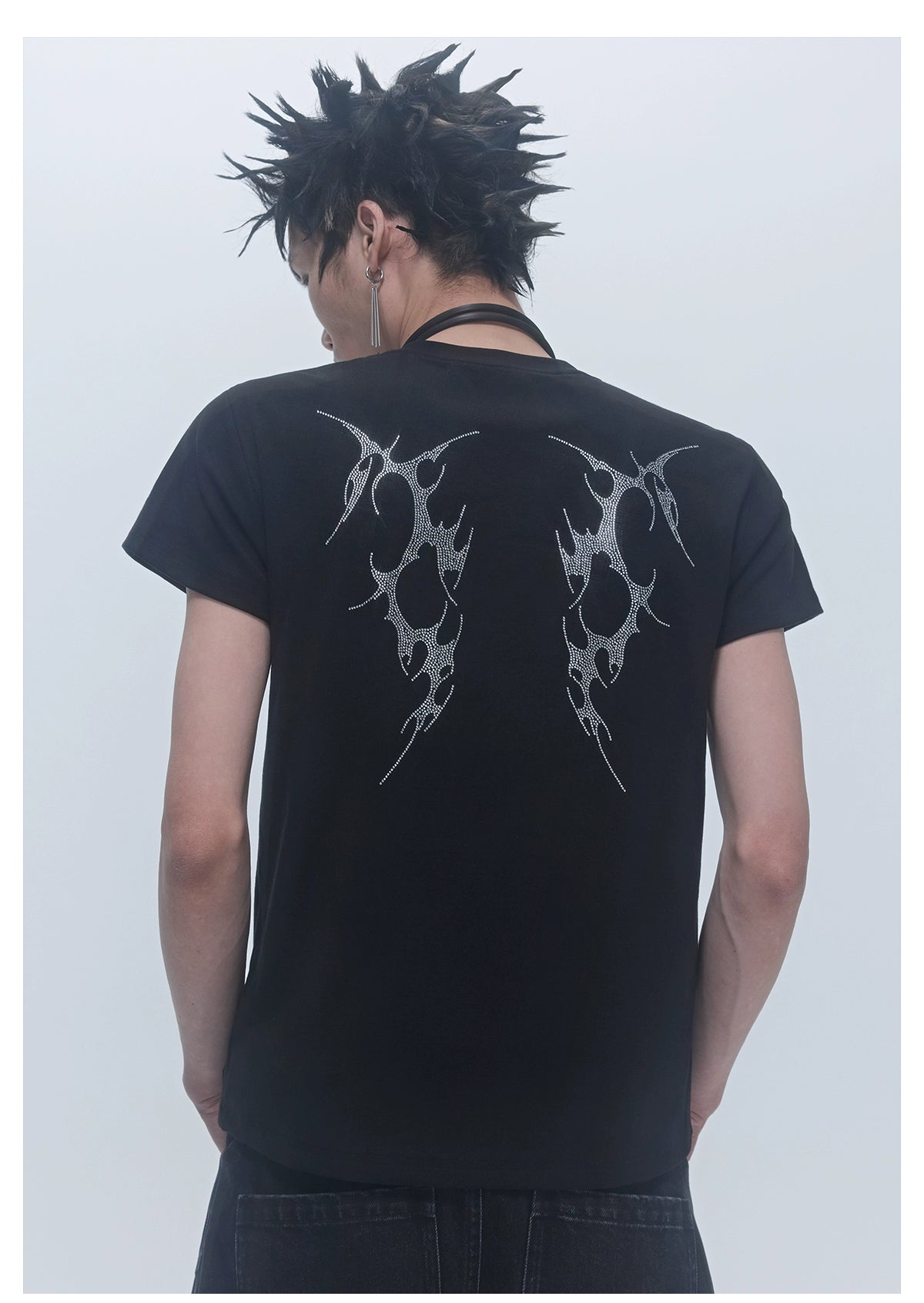 SGW "Wings of Thorns" Hot Diamond Subculture Elastic Slim Sleeve Short Sleeve Tee