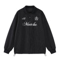 MATCHA STORY Vertical Striped Jacquard Lapel Sweater